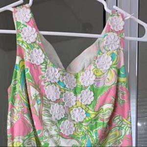 Shift dress with floral trim